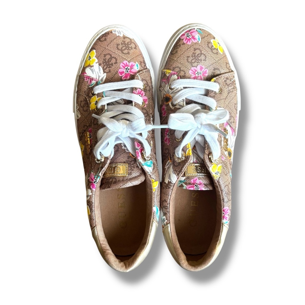 GUESS Women’s Shoes Size 9.5 M Floral Design Sneaker Low Top Lace Up - Picture 3 of 8